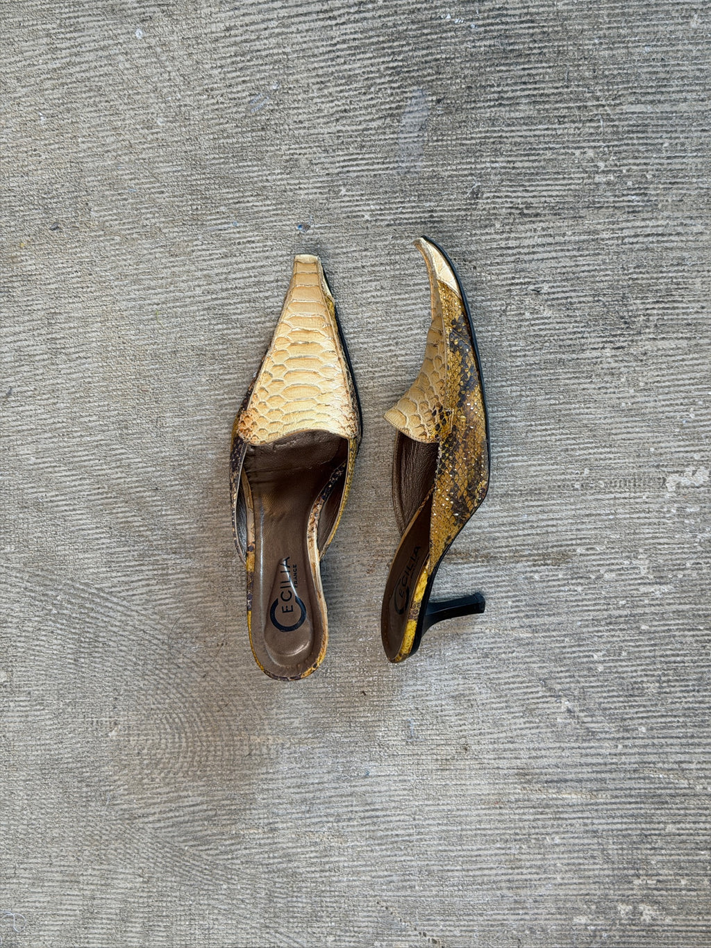 snake leather heels