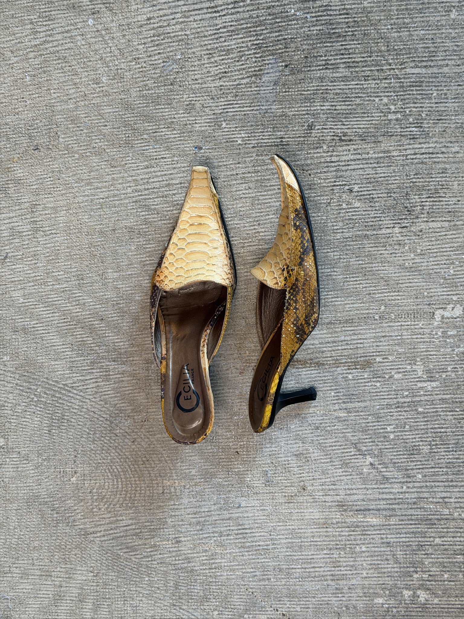 snake leather heels